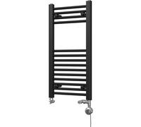 Uk Radiators Zennor Straight Ladder Thermostatic Dual Fuel Heated Bathroom Towel Rail Black Btu880 - (H) 800 X (W) 400mm