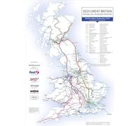 UK Rail Network Wall Map 2025 - Laminated 60th Edition by Barry Doe - Updated UK Train Operator Routes with Metro & Tram Links - 72 x 100cm Dry Wipe Railway Map