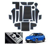 [UK RHD] GAFAT Electric EV 2019-2022 2023 Non-Slip Mats, Kona EV UK Rubber Mats, Centre Console Drink Holder, Storage Box, Door Seam [Not for S X 2 2024+] (Blue)