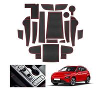 [UK RHD] GAFAT Hyunda-i Kona Electric EV 2019-2022 2023 Non-Slip Mats, Kona EV UK Rubber Mats, Centre Console Drink Holder Mats, Storage Box Mats, Door Seam Mats [Not for S X 2 2024+] (Red)
