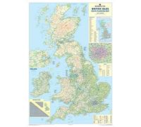 UK Roads Wall Map - Laminated Large Map - 120cm X 83cm - Motorways, A, B Roads, Postcodes, London Inset With M25