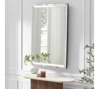 UK Roux Silver Large Long Rectangle Wall Mirror 120x80cm - Bevelled Reflective Frame, Retro Deco Style - Horizontal or Vertical Hanging - Home Accessories For Living Room, Bedroom, Hallway