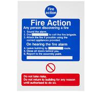 UK Safety Store ACT.09W-RP Fire Action: Any Person Discovering A Fire Sign 150mm x 200mm - Rigid Plastic