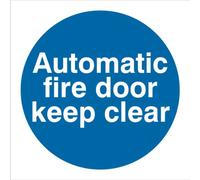 UK Safety Store Automatic Fire Door Keep Clear Door Sign 100mm x 100mm Self Adhesive (MAD.13G-SA)