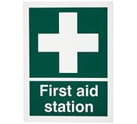 UK Safety Store FA.09W-RP First Aid Station Sign 150mm x 200mm - Rigid Plastic