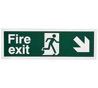UK Safety Store FE.07E-SA Fire Exit Down Right Sign 300mm x 100mm - Self Adhesive