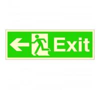 UK Safety Store Glow In The Dark Exit Left Sign 300mm x 100mm - Rigid Plastic