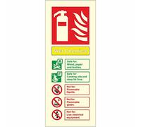 UK Safety Store Glow In The Dark Wet Chemical Fire Extinguisher ID Sign 80mm x 200mm - Rigid Plastic