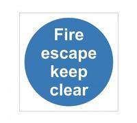UK Safety Store MAD.03G-SA Fire Escape Keep Clear Door Sign 100mm x 100mm - Self Adhesive