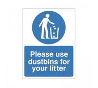 UK Safety Store MAG.14W-SA Please use dustbins for your litter' Sign 150x200 Self Adhesive