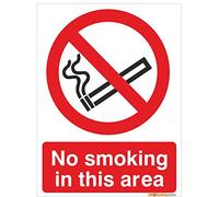 UK Safety Store No Smoking In This Area Sign Rigid Plastic,red,150mm x 200mm
