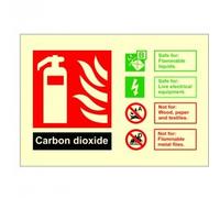 UK Safety Store PP.52Y-RP Glow In The Dark Carbon Dioxide Fire Extinguisher ID Sign 150mm x 100mm - Rigid Plastic