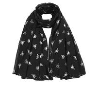 UK SCARFS AND SHAWLS Glitter Bumble Bees Scarf Wraps Shawl Soft Scarf Lightweight (Glitter Bees Black)