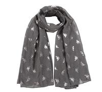 UK SCARFS AND SHAWLS Glitter Bumble Bees Scarf Wraps Shawl Soft Scarf Lightweight (Glitter Bees Grey)