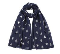 UK SCARFS AND SHAWLS Glitter Bumble Bees Scarf Wraps Shawl Soft Scarf Lightweight (Glitter Bees Navy Blue)