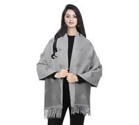 UK SCARFS AND SHAWLS Winter Warmer Reversible Thick Long Bumble Bee Print Fashion Scarf Blanket Wrap shawl unisex scarf Xmas gift (Silver with Grey)