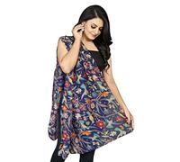 UK SCARFS AND SHAWLS Women's Fashion Scarf Ladies Bird Floral Butterfly Print Scarves Long Soft Neck Shawl Wrap Stole for Summer Beach Winter (Navy Blue)