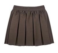 UK School Uniform Girls Summer Formal Dress Bottom Full Elastic All Round Elasticated Box Pleat Skirt Only Uniform Brown