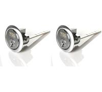 UK Security Supplies, Replacement Locking Rim Cylinder Lock, Supplied with 3 Keys. Lock Barrel and Keys Set for Nightlatch Lock/Rim Locks. (Satin Nickel) (Pack of 2)