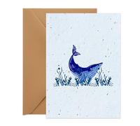 UK Seed Paper Eco Friendly Greetings Card The Whale Standard Size (105 x 148mm Folded), Wild Flower Greetings Card and Seed Envelope for Every Occasion