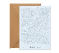 UK Seed Paper Eco Friendly Thank You Card Seeded Swirls Standard Size (105 x 148mm Folded), Wild Flower Thank You Card and Seed Envelope