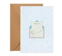 UK Seed Paper Eco Friendly Thank You Card Thanks By Post Standard Size (105 x 148mm Folded), Wild Flower Thank You Card and Seed Envelope