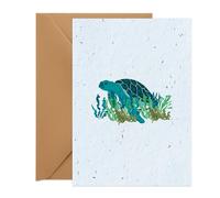 UK Seed Paper Plantable Greetings Card The Turtle Standard Size (105 x 148mm Folded), Eco Friendly Card and Seed Envelope with Turtle Design