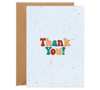 UK Seed Paper Thank you Card Retro Thanks Large Size (140 x 180mm Folded), Eco Friendly Thank You Card and Seed Envelope For Grateful Thanks