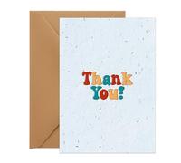 UK Seed Paper Thank you Card Retro Thanks Standard Size (105 x 148mm Folded), Eco Friendly Thank You Card and Seed Envelope For Grateful Thanks