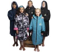 UK Seller Dry Kids Changing Robe - Warm Fleece Coat - Swim/Surf Poncho 5-13yrs (Blue/Grey, 10-13 Years)