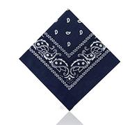 [UK SELLER] Men's/Women's Bandana Head Scarf Neck Scarves Paisley 100% COTTON (navy blue)