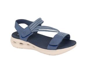 (UK Size 4, Navy Blue) CIPRIATA ELENA L658 Ladies Twin Touch Fastening Elasticated Summer Smart Sandals