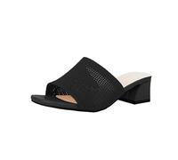 UK Size 5 UK Women Block Heeled Mules Clearance Knit Square Open Toe Low Block Heels Sandals Slip on Slides Casual Party Evening Backless Mules Sandals Ladies Footwear Gifts Z0_Black