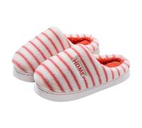 UK Size 5 Women's Striped Memory Foam Open Back Slippers Mules Warm Slip On Faux Fur House Slippers Anti-Skid Indoor/Outdoor Slipper Gifts for Moms & Ladies B1_Red