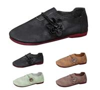 UK Size 6.5 Flats Shoes Retro Loafers for Women Fashion Boat Shoes Wide Round Toe Slip on Lightweight Casual Work Loafer Flat Shoe Black