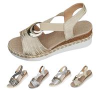 uk Size 6 Espadrilles Wedge Sandals for Women Peep Toe Cutout Adjustable Buckle Strap Espadrilles Wedges Platform Dressy Casual Sandals Travel Boho Dress Shoe Trendy Ladies Footwear 002_Beige