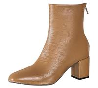 UK Size 7.5 Women's Leather Square Toe Back Zip Chunky Low Block Heels Ankle Boots Elegant Tall Shaft Fall Winter Heeled Dress Booties Shoes Brown