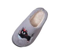 UK Size 8 Cat Slippers for Women Closed Toe Mules Fluffy Slippers Winter Comfy Bedroom House Shoes Memory Foam House Fuzzy Plush Faux Fur Anti-Skid Indoor/Outdoor Gifts for Moms & Ladies Grey