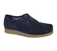 (UK Size 8, Navy Blue) Roamers M954 Men's Suede Memory Foam 2 Eyelet Apron Trapper Lace up Casual Shoes