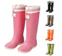 UK Size 8 Unisex Wellington Boots Women Men Foldable High Mid Calf Wellies Tall Rain Boots Packable Adjustable Drawstring Wide Calf Garden Fishing Shoes Outdoor Pink Footwear
