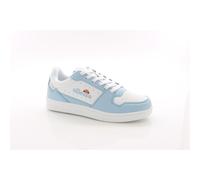 (UK Size 8, White/Sky Blue) ellesse Ladies Nole Cupsole 1053 Classic Stylish Comfort Lace Up Sneaker Trainer