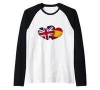 UK Spain Flag Men Women British Spanish Love Raglan Baseball Tee