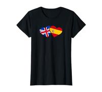 UK Spain Flag T Shirt Heart British Spanish Love Cute T-Shirt