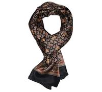 UK_Stone 100% Silk Paisley Flowers Scarf Men's Scarf - Black - One size