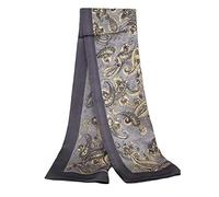 UK_Stone 100% Silk Paisley Flowers Scarf, Men's Scarf, Paisley # 2 Grey Green, One size