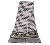 UK_Stone 100% Silk Paisley Flowers Scarf, Men's Scarf, Paisley #8 Grey, One size