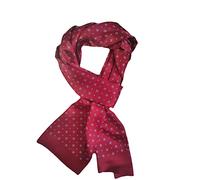 UK_Stone Classic 100% Silk Paisley Flowers Crown Diamond Double Layer Men's Scarf 12 mm - Red - One size