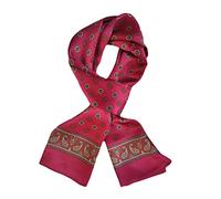 UK_Stone Classic 100% Silk Paisley Flowers Crown Diamond Double Layer Men's Scarf 12 mm - Red - One size
