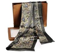 UK_Stone Double Layer 100% Genuin Silk Nature Silk Foulard Scarf For Man (Dark Green)