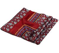 UK_Stone Double Layer 100% Genuin Silk Nature Silk Foulard Scarf For Man Paisly Pattern (Red)
